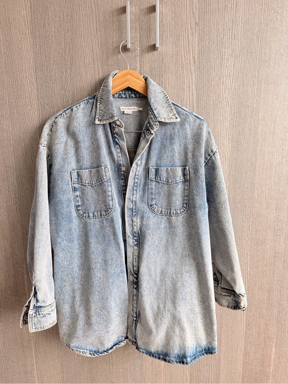 Good American Light Blue Denim Shirt Jacket